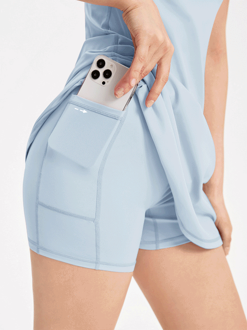 Hidden Pocket Solid Active Dress