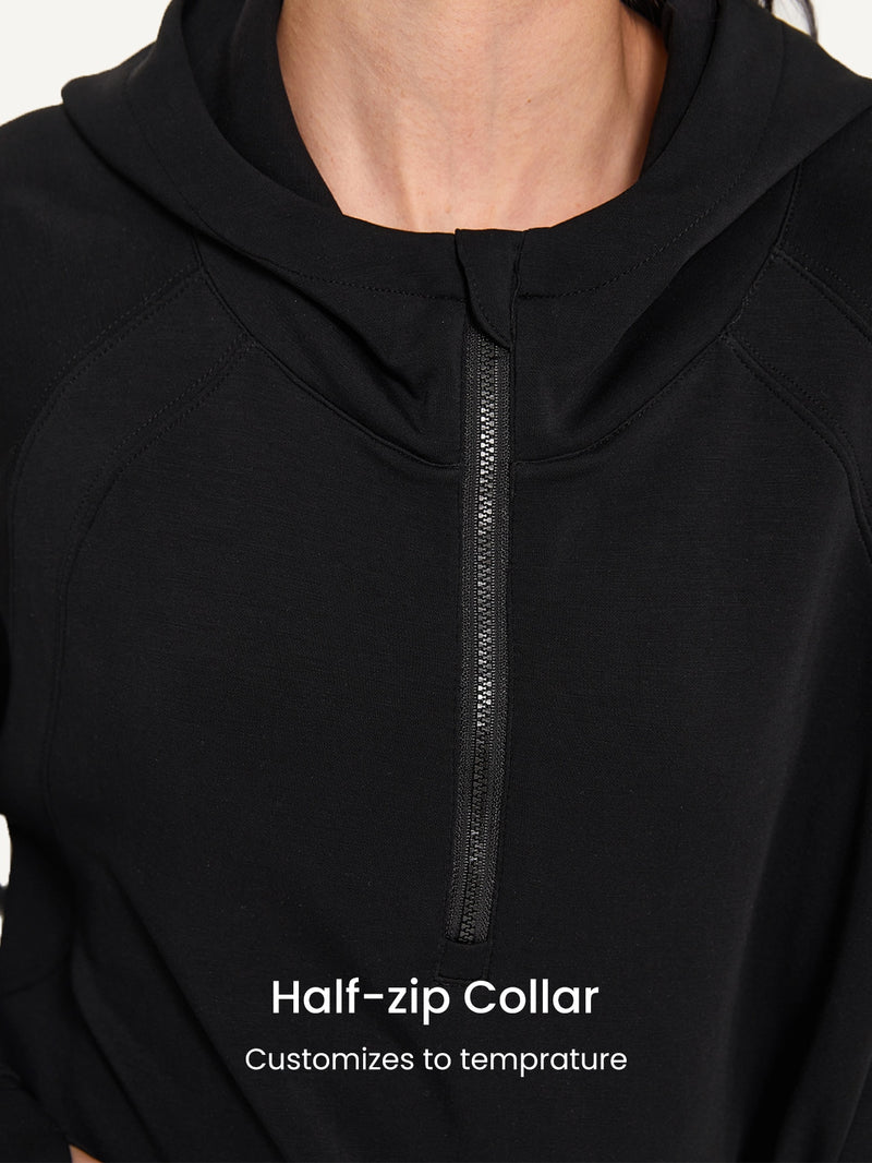 Modal Silk Touch Oversized Half-Zip Hoodie