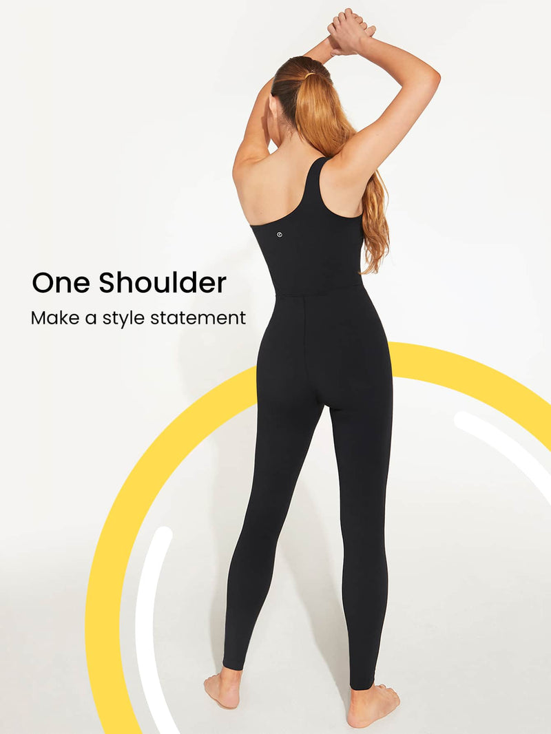 24" FeatherFit™ One Shoulder Tummy Control Shapewear Sports Bodysuit