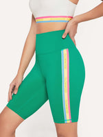 8" FeatherFit™ High-Waisted Rainbow Biker Shorts Breathable Cycling Running Gym Workout