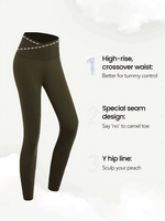 24" FeatherFit™ Crossover Yoga Leggings Buttery Soft High Stretch Crossover Waist Sports Tights