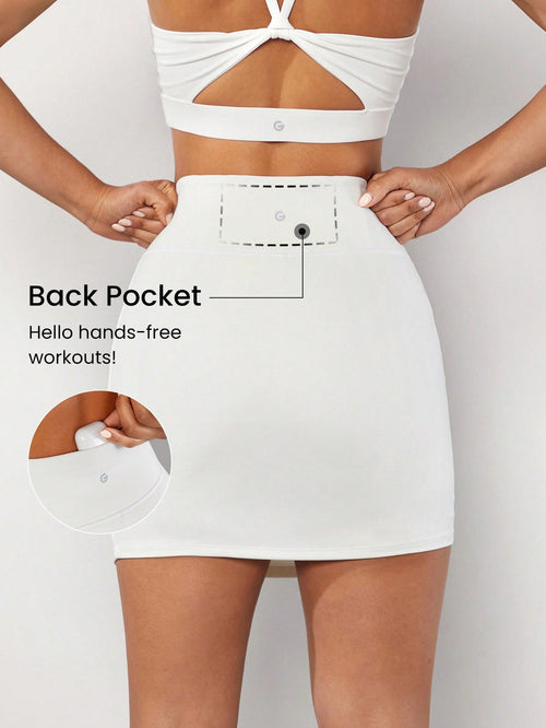 SoftFlux Asymmetrical Mini Slit Skirt with Pockets