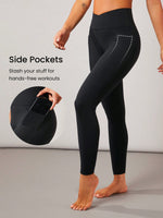 24" FeatherFit™-Sculpt Crossover Hold Up Pocket Leggings Yoga Workout Gym