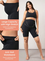 8" FeatherFit™ Super High Rise Belly Support Maternity Biker Shorts Breathable High-stretchy