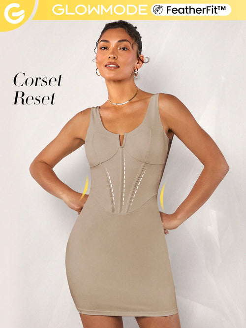 FeatherFit™ Soft Corset Effect Bodycon Mini Dress