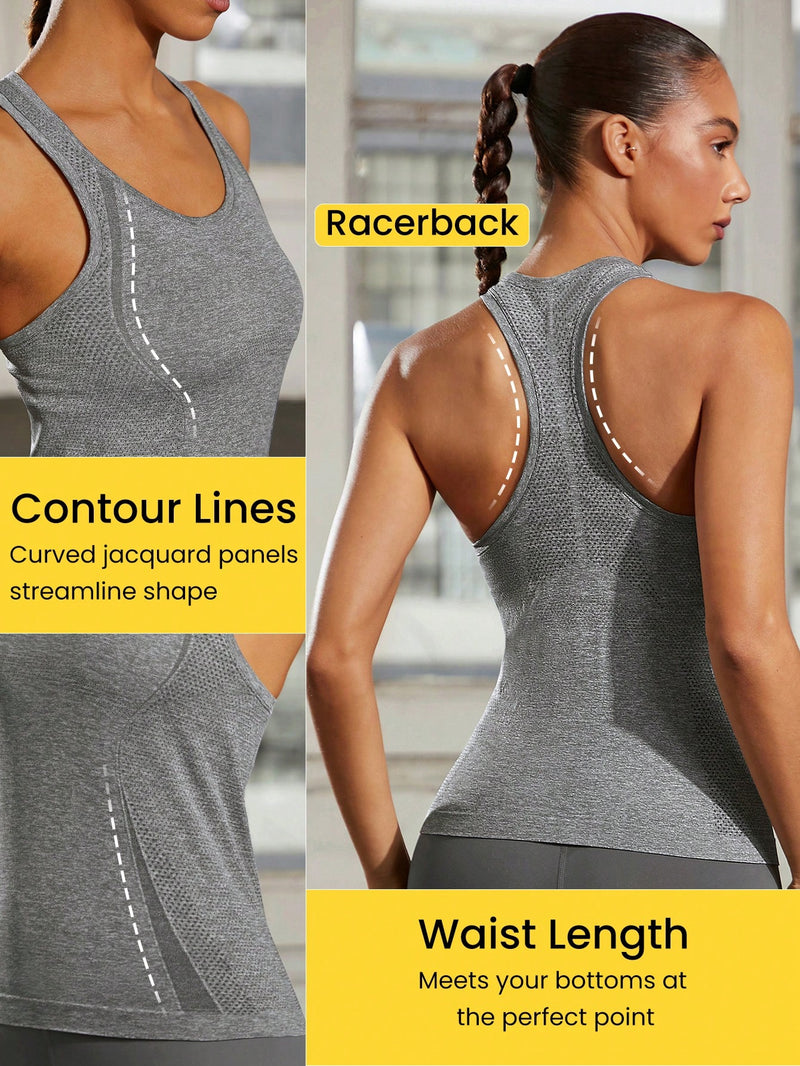 Coolmax Seamless Racerback Tank Running Breathable Quick Dry Muscle Tank