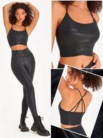 Foiled Leather Effect Bra Tank