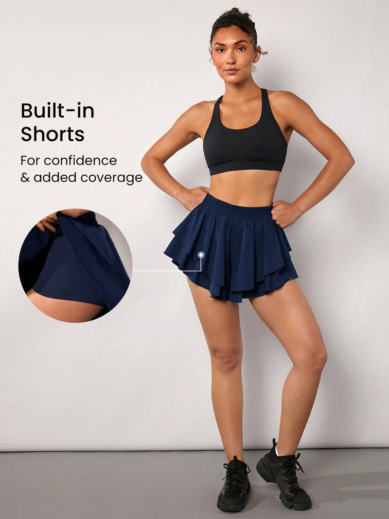 2-in-1 Tiered Pocket Shorts
