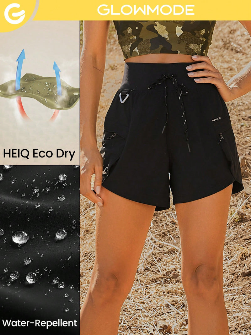 Super High-Waisted Water-Repellent Hiking Shorts With Side Zipper Pocket