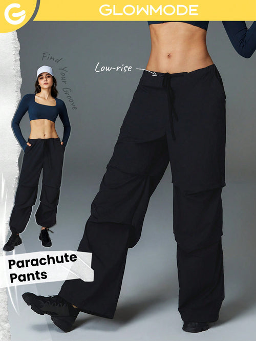 Woven All-Day Low-Rise Drawstring Pocket Parachute Pants