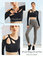 FeatherFit™ Bold Routine Petal-Shaped Cut-Out Active Top With Thumbhole