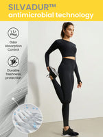 Seamless Support Long Sleeve Crop Top Mid strength Moisture Wicking Antibacterial Breathable