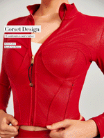 Foiled Leather Effect Catch the Light Bustier Crop Jacket