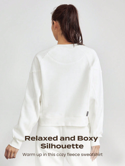 Cotton-Blend Fleece Asymmetrical Hem Sweatshirt