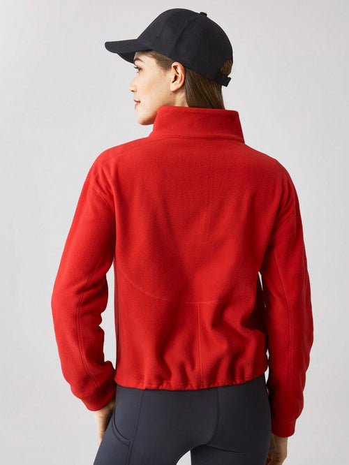 Thin Polar Fleece Half-Zip Relaxed Adjustble Sweatshirt Comfortable Warm