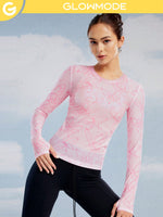 Flyer and Flyer Butterfly Print Mesh Fitted Top With Thumbhole