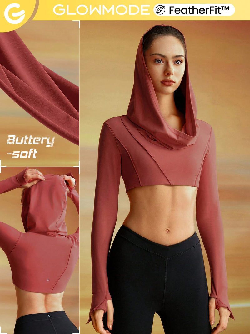 FeatherFit™ Off-Duty Asymmetrical Hoodie Top With Thumbhole