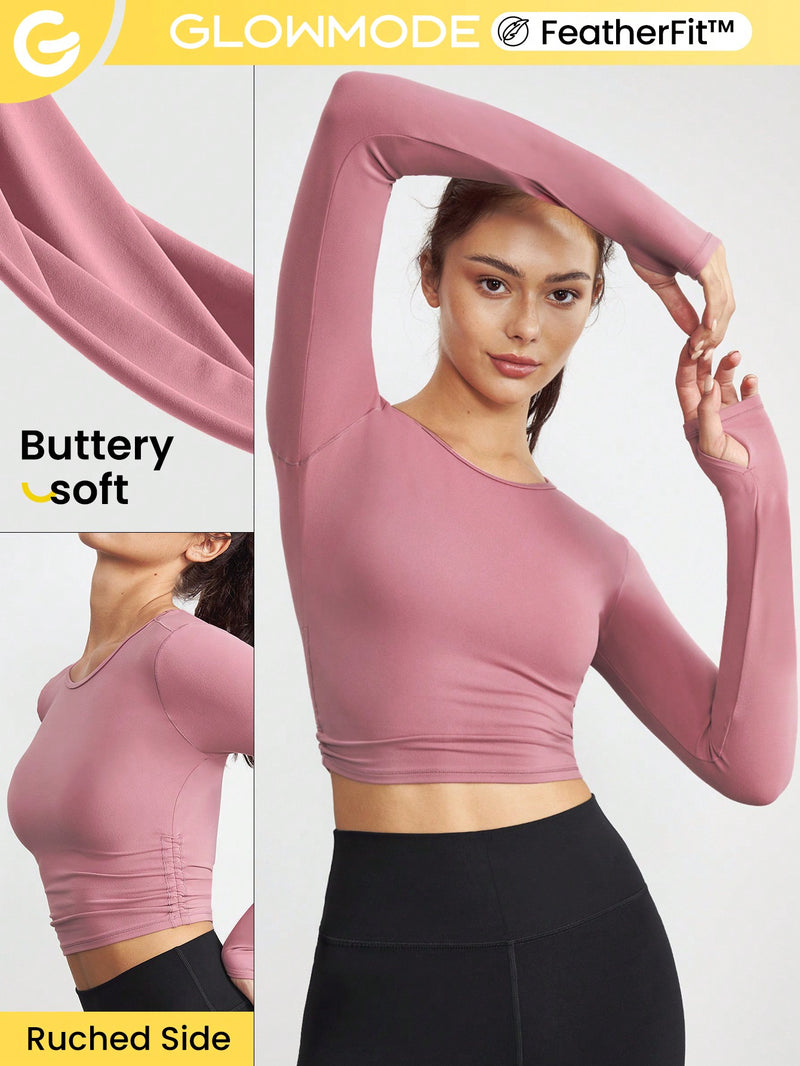 FeatherFit™ Energy Factor Ruched Tee With Thumbhole