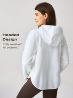 Thin Polar Fleece Motivate Half-Zip Relaxed Hip Length Pullover Hoodie Comfortable Warm
