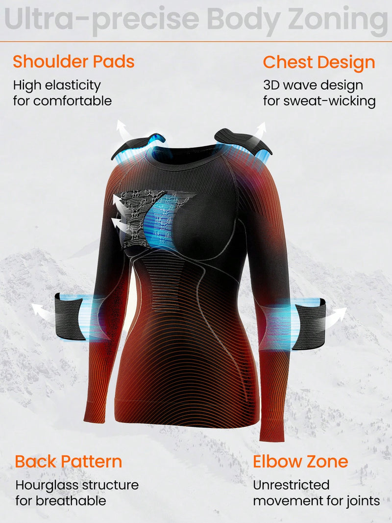 Heat Retention Seamless Ski Base Layer 3D Structure Tee Warm Winter