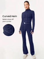 FeatherFit™ Cropped Curve Hem Zip-Up Jacket