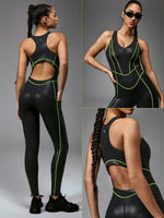 27" FeatherFit™-Shine Be Bold Foiled Leather Cutout Pocket Jumpsuit Low Impact Daily