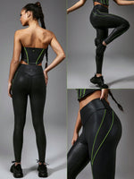 24" FeatherFit™-Shine Too Good Foiled Leather Back Pocket Leggings Low Impact Daily