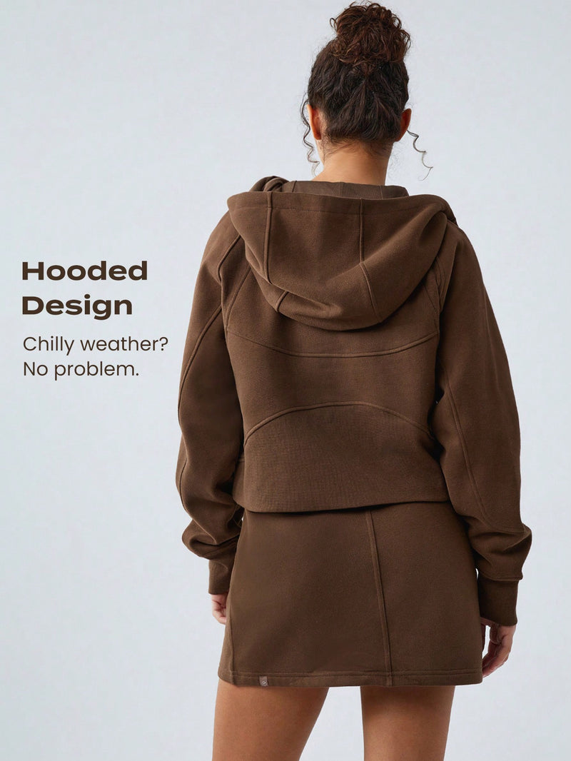 Cotton-Blend Fleece Get Physical Half-Zip Kangaroo Pocket Hoodie Comfortable Warm