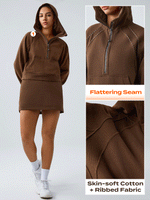 Cotton-Blend Fleece Get Physical Half-Zip Kangaroo Pocket Hoodie Comfortable Warm