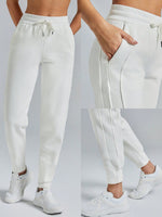 Cotton-Blend Fleece Adjustable Waist Pocket Joggers Warm Cozy