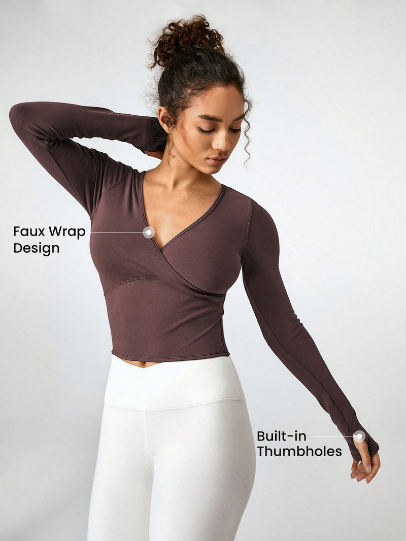 Ribbed Modal Stretch It Out Wrap Sports Tee Light Support