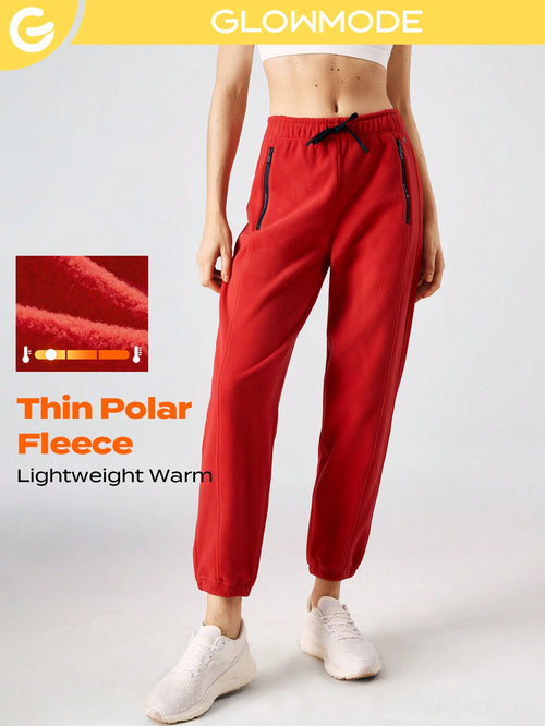 Thin Polar Fleece Street Chic Winter Pants With Zip Pocket Comfortable Warm