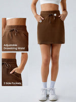 Everyday Fleece Adjustable Drawstring Pocket Mini A-Line Skirt Daily