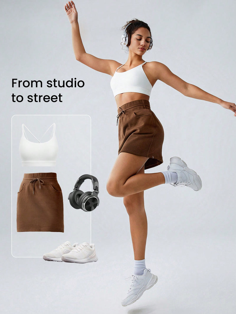 Everyday Fleece Adjustable Drawstring Pocket Mini A-Line Skirt Daily