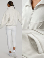 Polar Fleece Stand Collar Adjustable Jacket With Pocket Comfortable Warm
