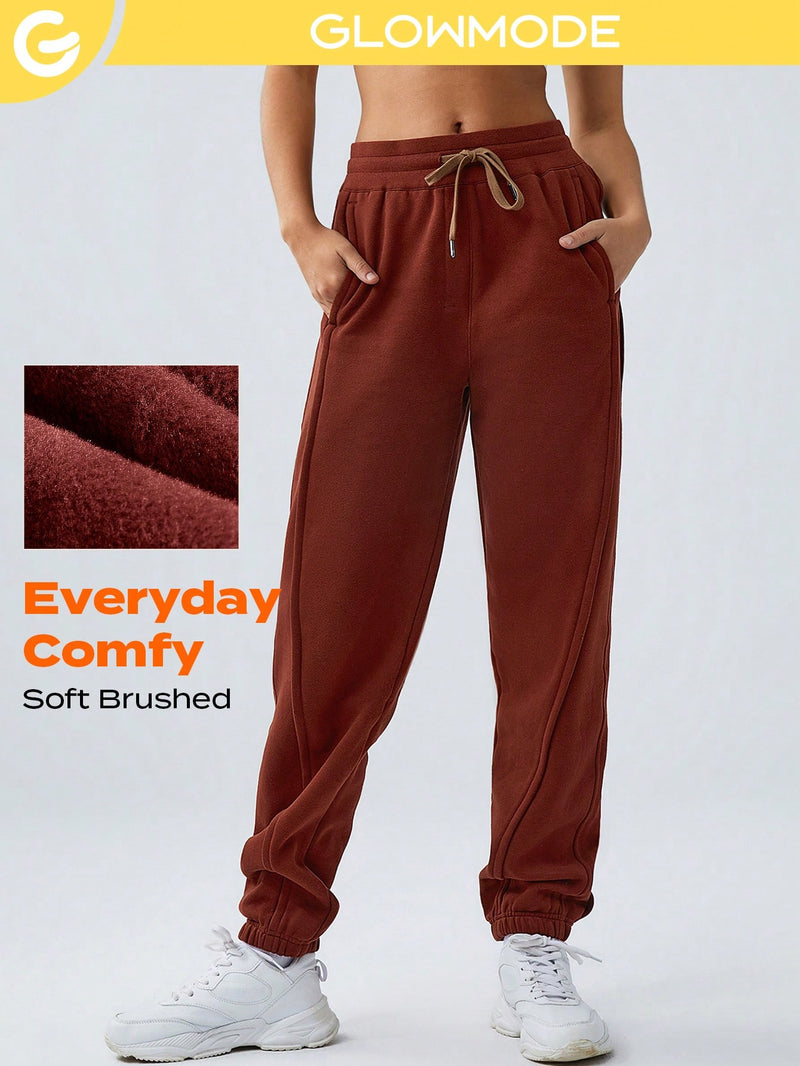 Solid Color Drawstring Waist Sports Pants